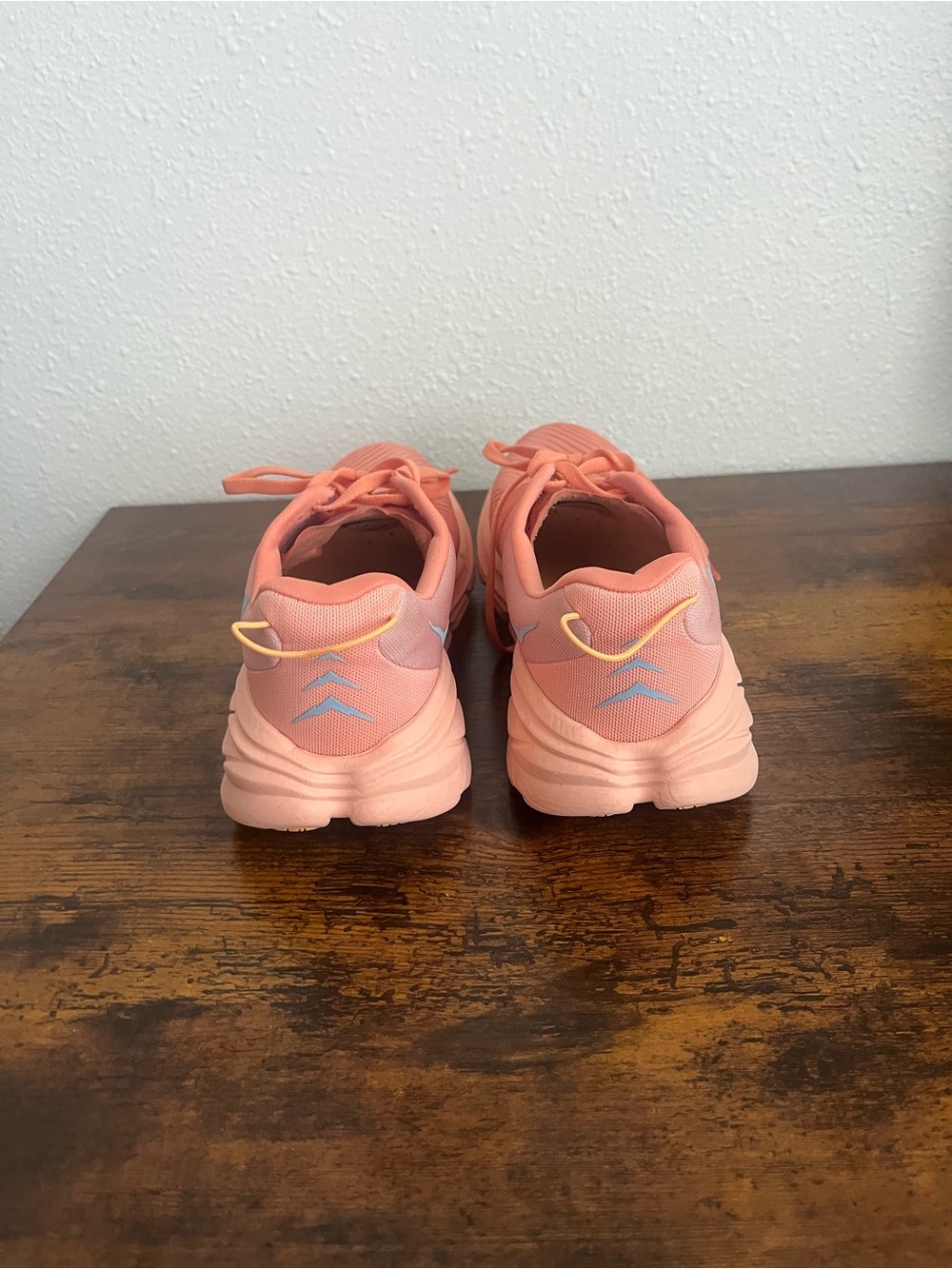 Hoka Women's Peach Athletic Running Shoes with Light Blue Logo - Picture 4 of 6